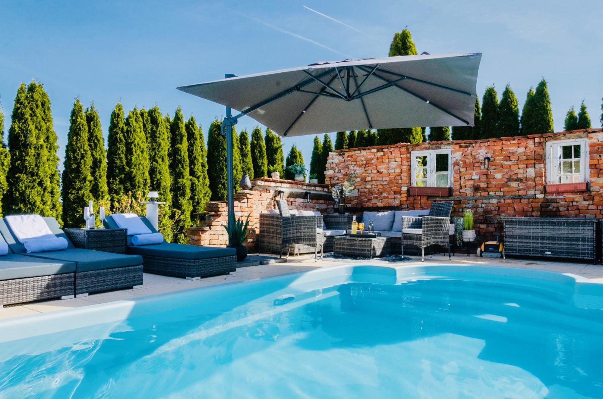 5 Sterne Centurion Ferienhaus Villa 2 Pools 86 Zoll Tv Aldersbach Buitenkant foto